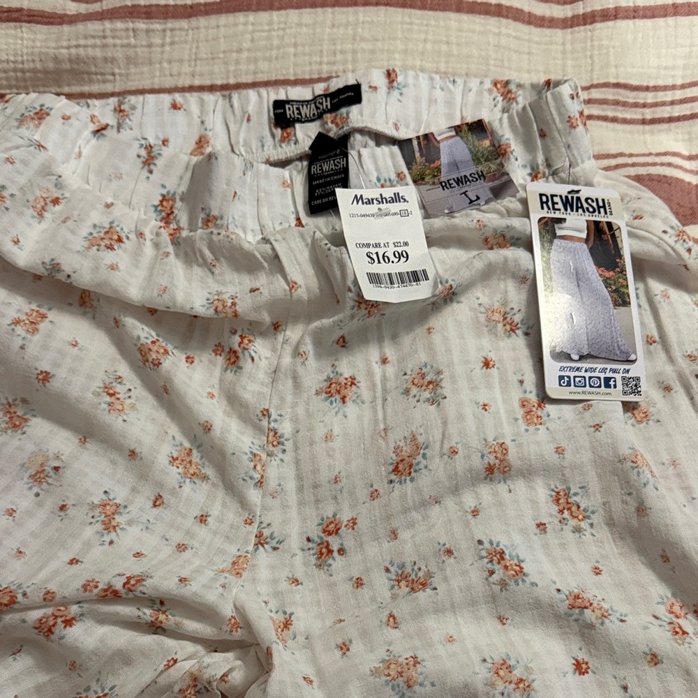 Rewash White Floral Pants